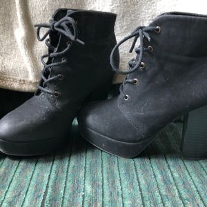 Black heeled ankle booties